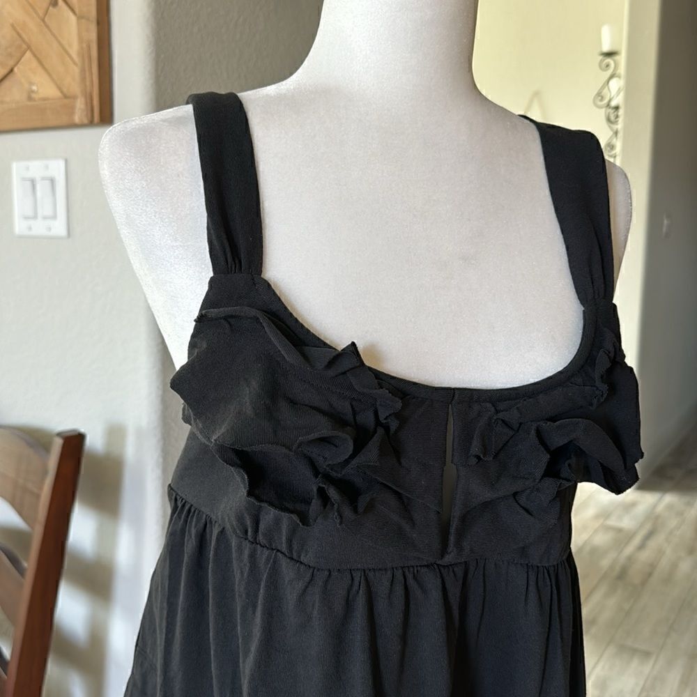NWOT Free People Beach The Valley Mini Babydoll Dress Black S Cotton Tie Ruffle - Picture 15 of 16